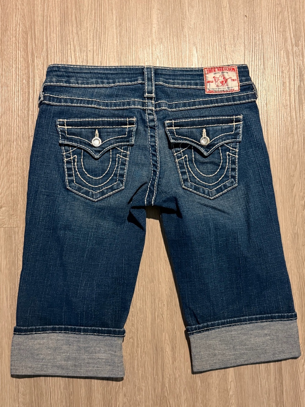True Religion Size 27 Jean Shorts Women Made In USA Cuffed Bermuda